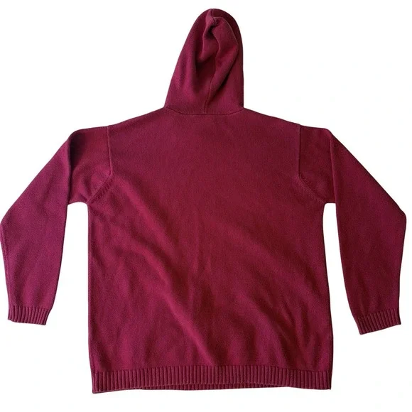 Tommy Hilfiger Y2K Knit Hoodie Sweater Spellout Red Cotton L - Picture 2 of 8